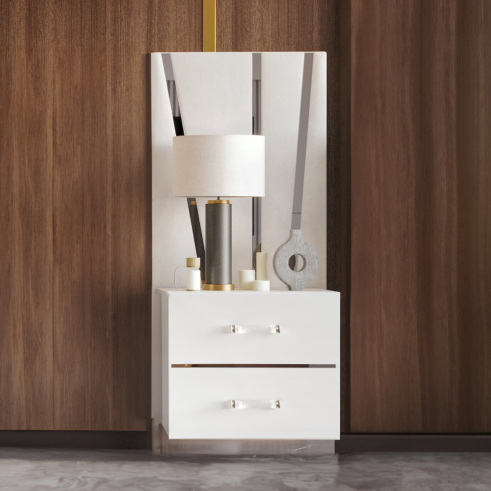 Europa Wood 2 Nightstand with Panels, White. Picture 10