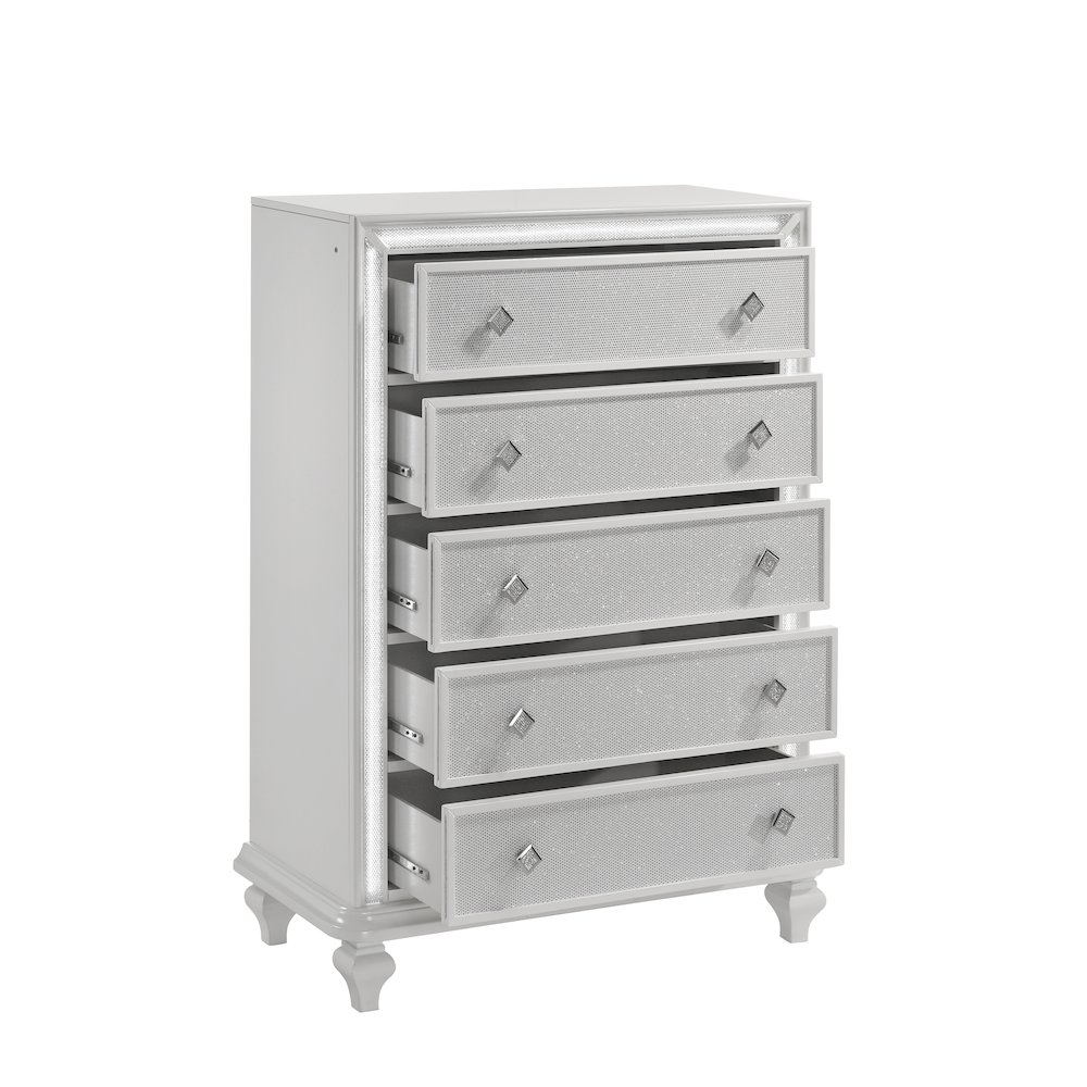 Stardust  Wood 5-Drawer Chest, White. Picture 4