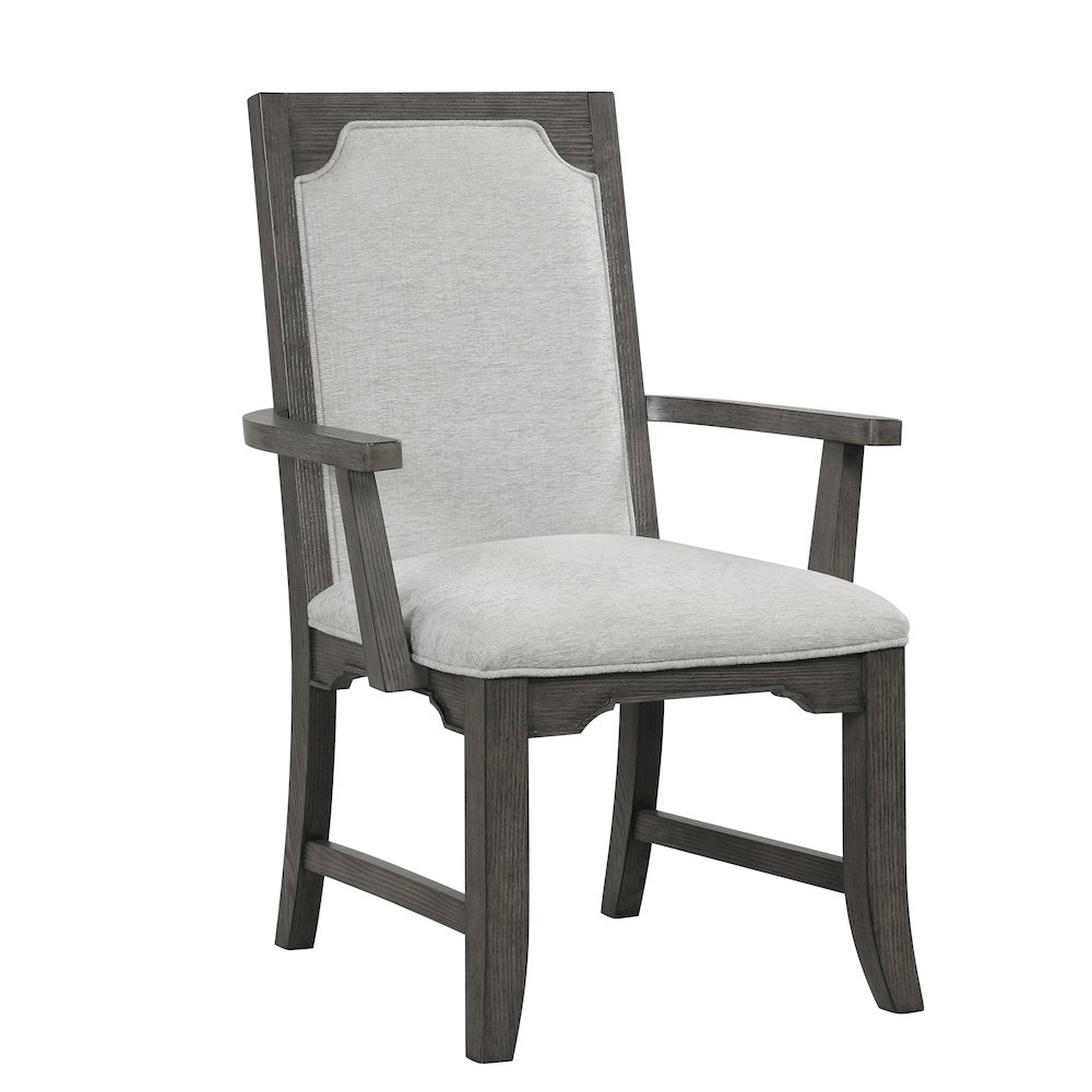 New Classic Furniture Lisbon Wood Dining Arm Chair in Gray (Set of 2). Picture 2