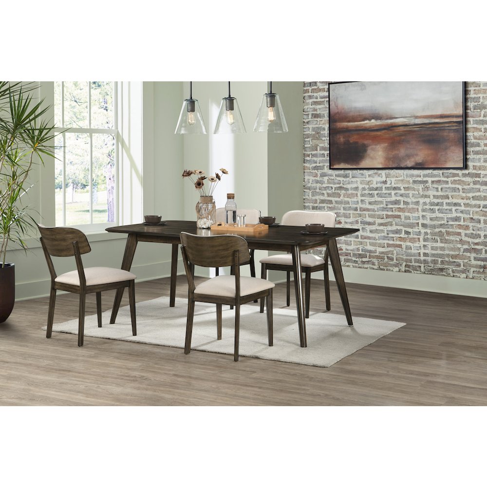 Rex 5-Piece Wood Rectangle Dining Set, Walnut. Picture 2