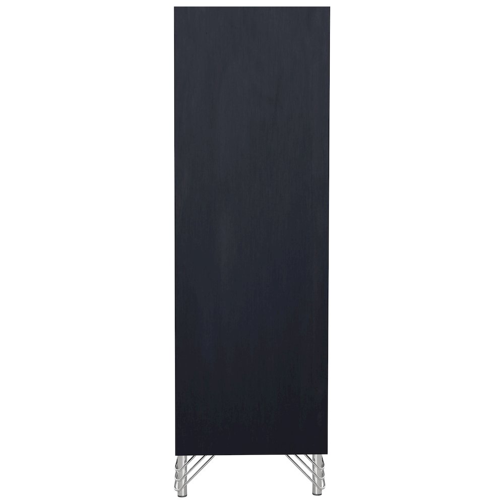 Ava Wood 5 Metal Glide Drawers Chest in Ebony Black. Picture 5