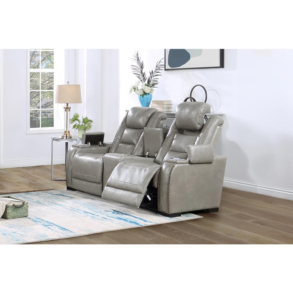 Breckenridge Console Loveseat W/ Pwr Fr & Hr-Lt Gray. Picture 7