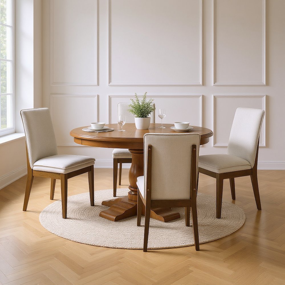 5-Piece Wood Dining Set in Brown and Natural. Picture 3