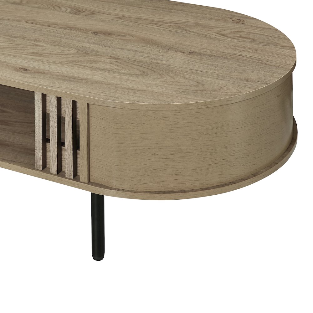 Brax 47.25 in. Natural Oval Wood Coffee Table. Picture 4