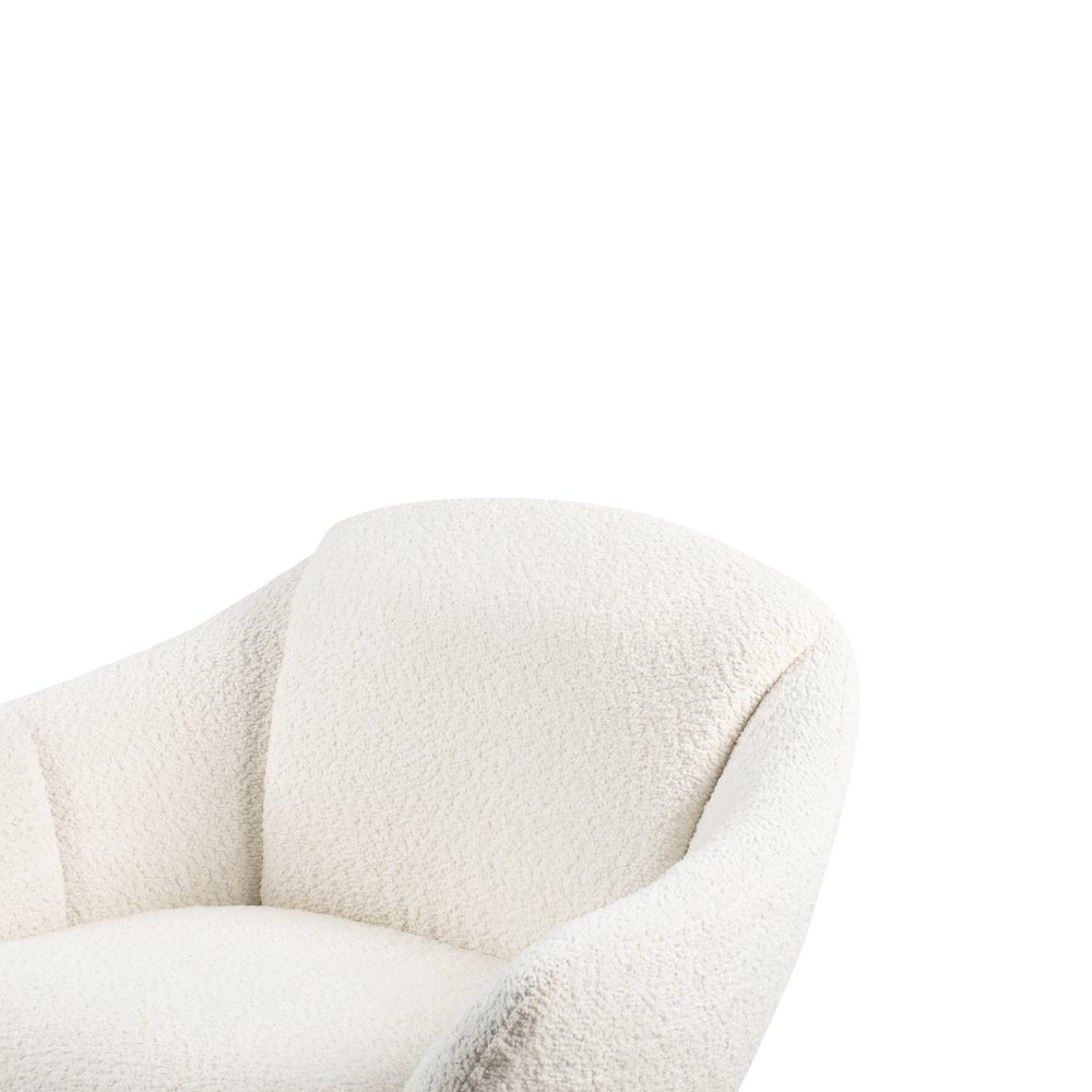 Fleming Metal and Fabric Swivel Lounge Chair in Ivory. Picture 7