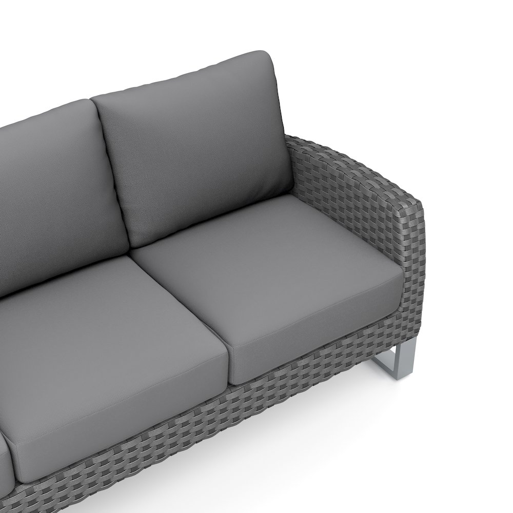 Fiji 2 Pc Sofa And Slat Top Coffee Table Set-Gray. Picture 3