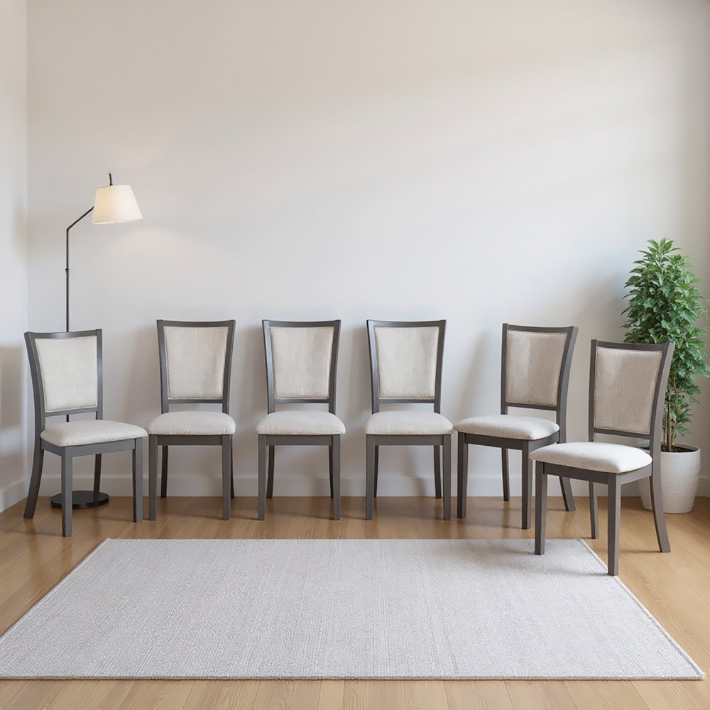 Amy Wood Dining Chair in Gray (Set of 6). Picture 6