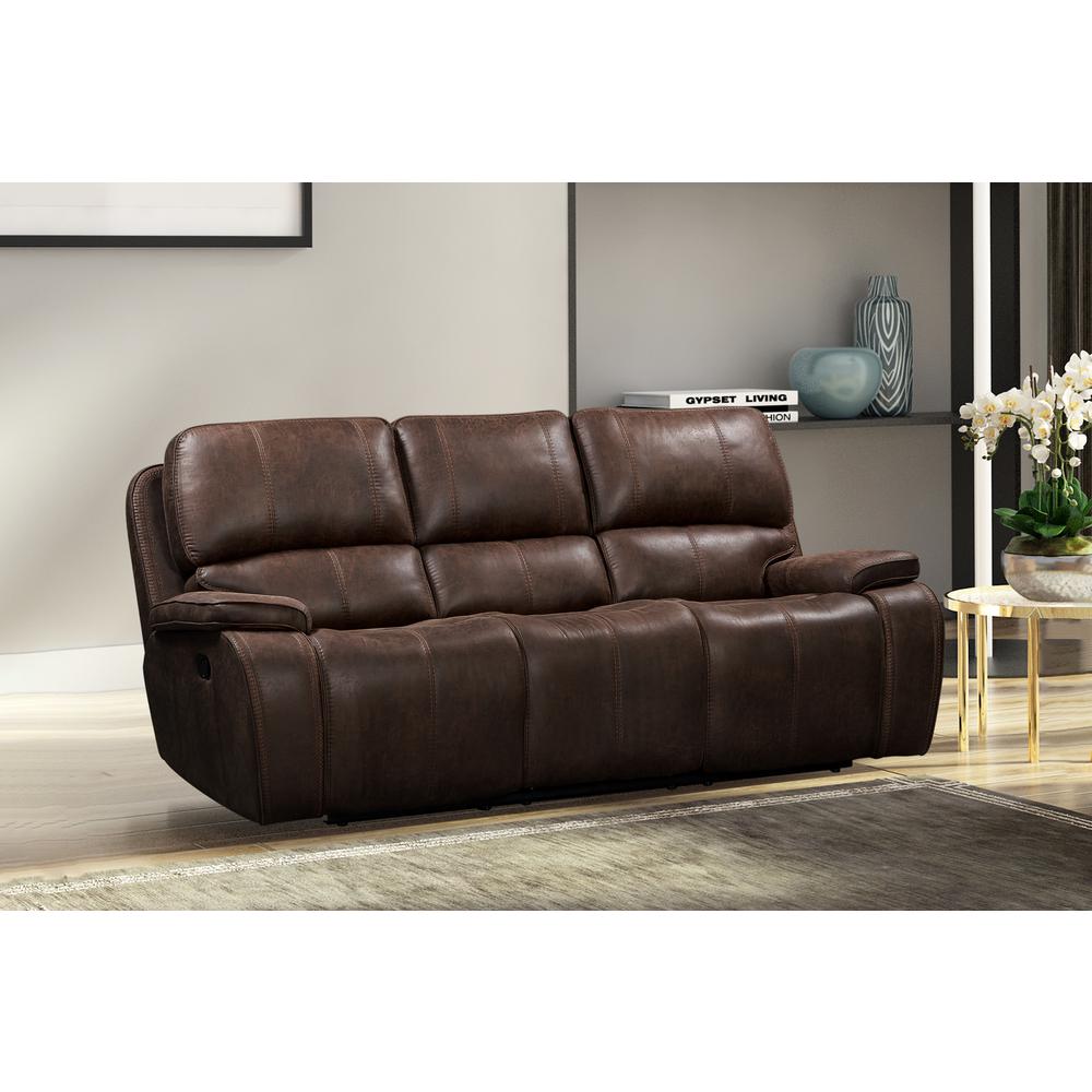 Brookings  Sofa W/Dual Recliner-Brown. Picture 7