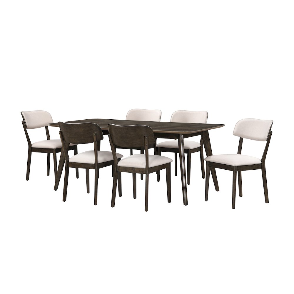 Rex 7-Piece Wood Rectangle Dining Set, Walnut. Picture 1