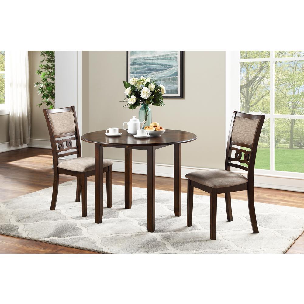 Gia 3-Piece 42" Wood Round Dining Set with 2 Chairs in Cherry. Picture 2