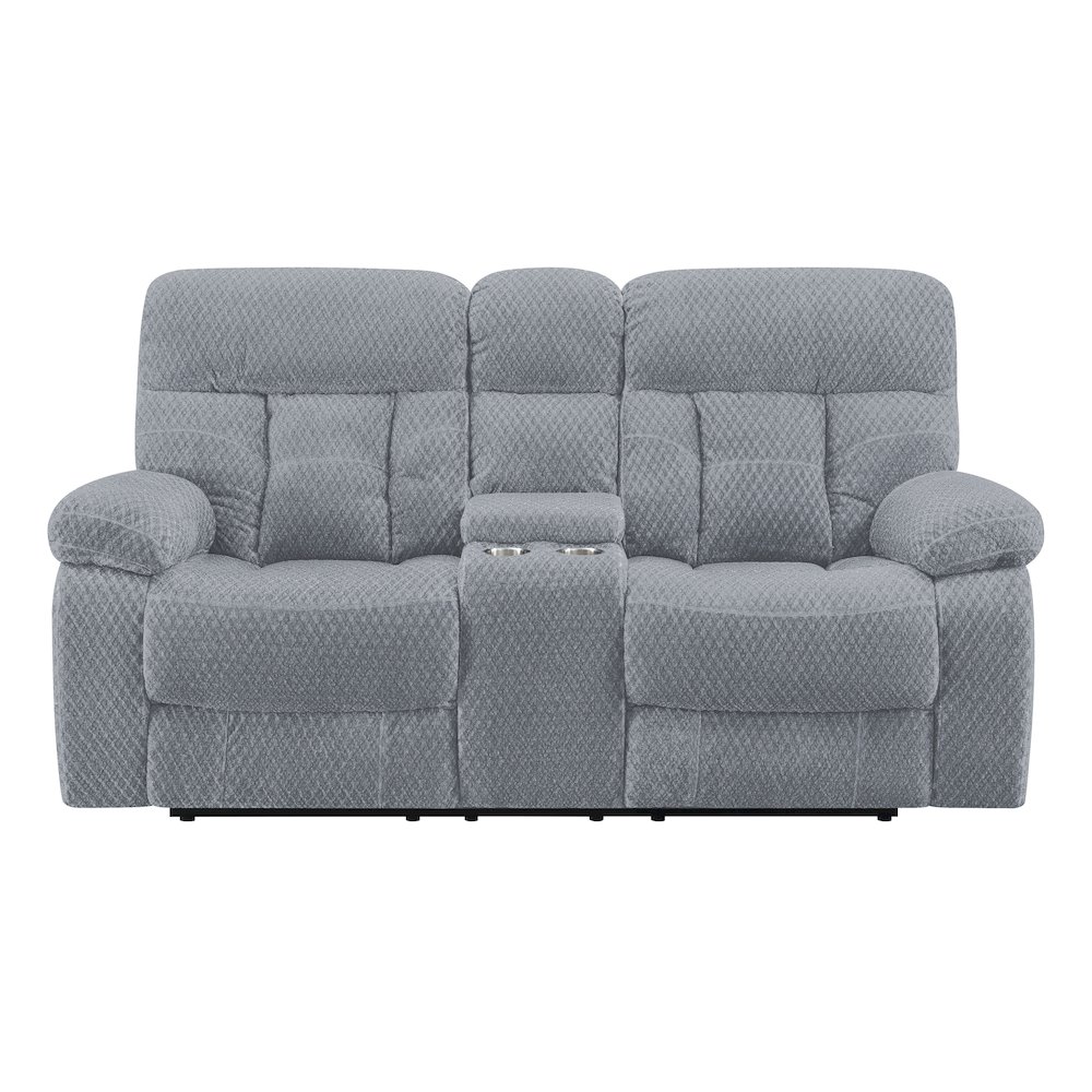 Bravo Console Loveseat W/ Dual Recliners-Stone. Picture 2
