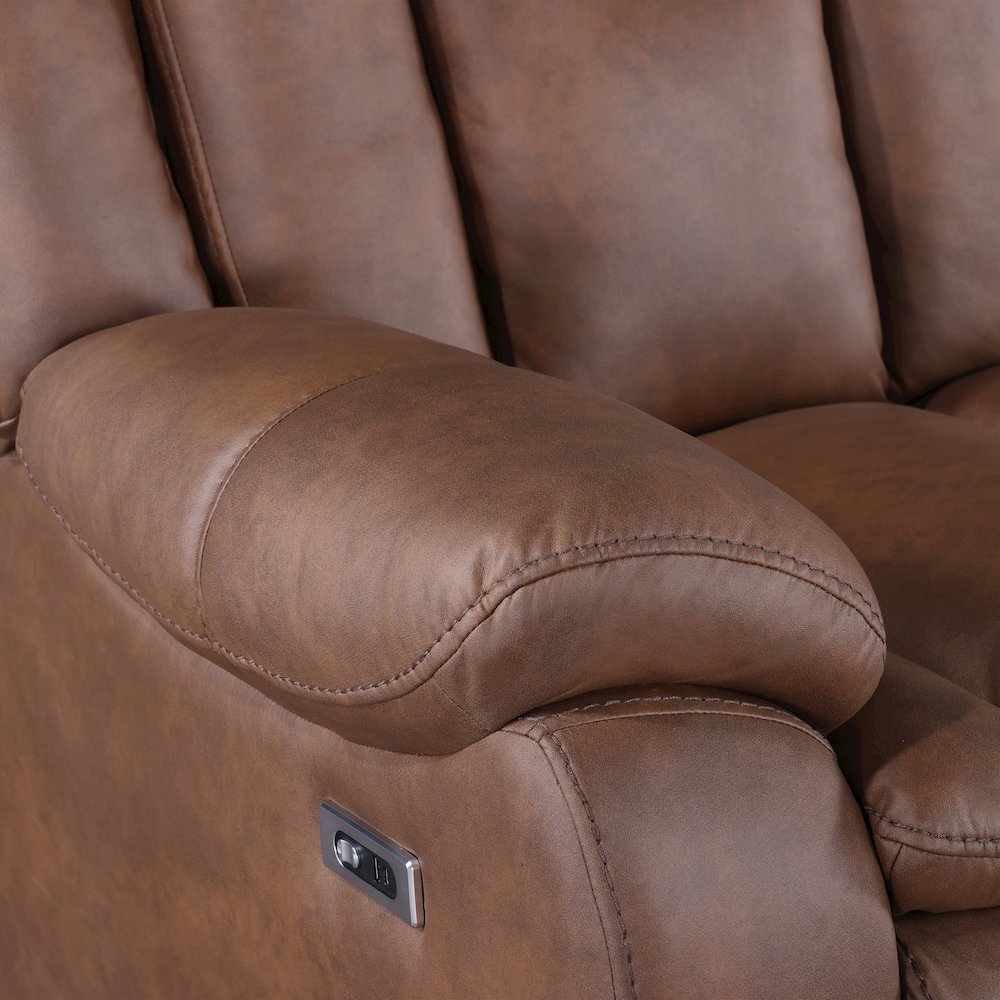 Morello Fabric Console Loveseat w/ Power Footrest, Brown. Picture 6