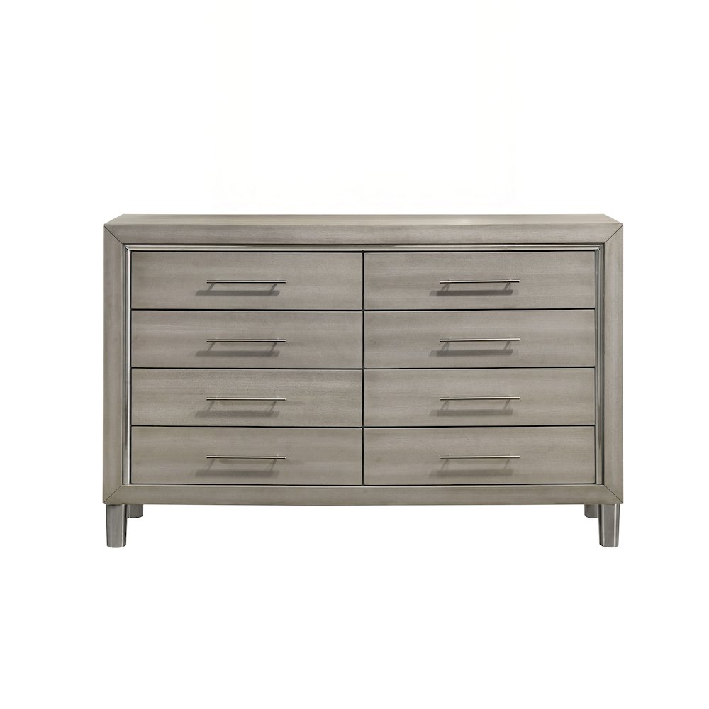 New Classic Furniture Lennox Wood Modern 8-Drawer Dresser in Gray. Picture 3