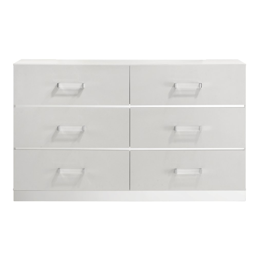 Europa Wood 6-Drawer Dresser, White. Picture 2
