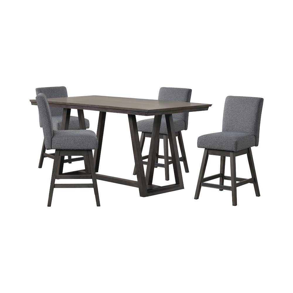 High Line 5-Pc Counter Table Set with Swivel Chairs, Gray. Picture 1