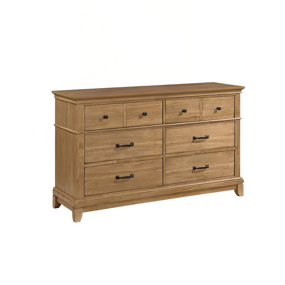 Sunstone Wood 6-Drawer Dresser in Honey. Picture 1