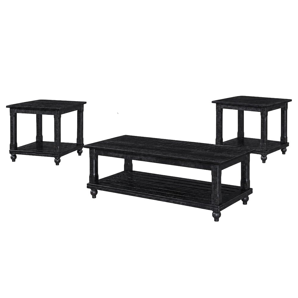 Cade 3-Piece Wood Occasional Table Set in Black. Picture 1