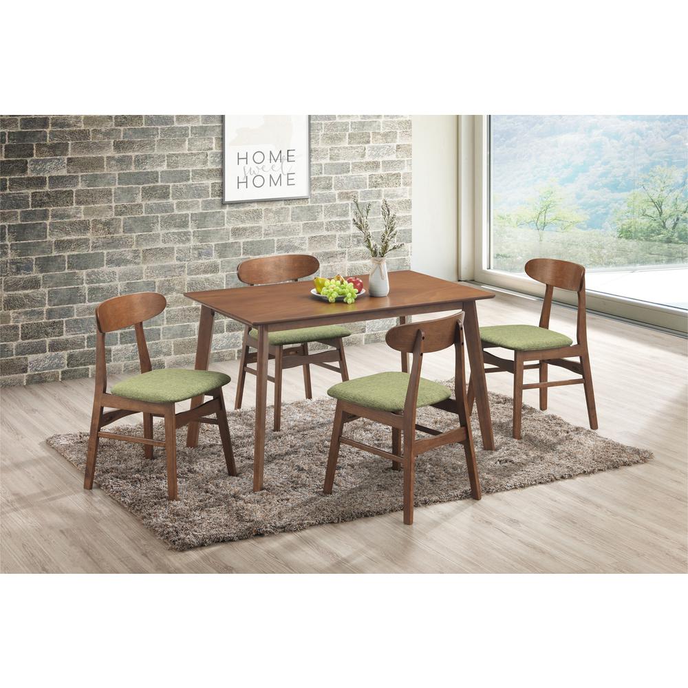 Furniture Morocco 5-Piece Mid-Century Wood Dining Set in Green. Picture 2