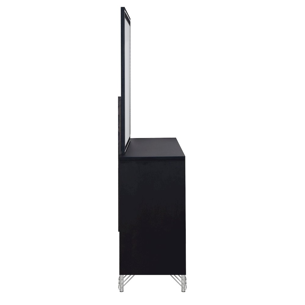 Ava 2-Piece Wood Dresser and Mirror Set in Ebony Black. Picture 5