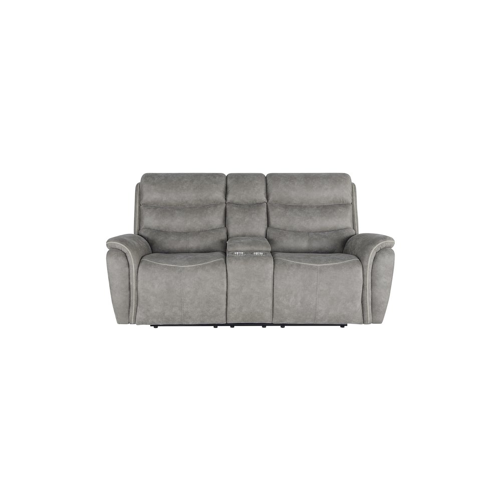Kamari Console Loveseat W/ Dual Recliners-Gray. Picture 2