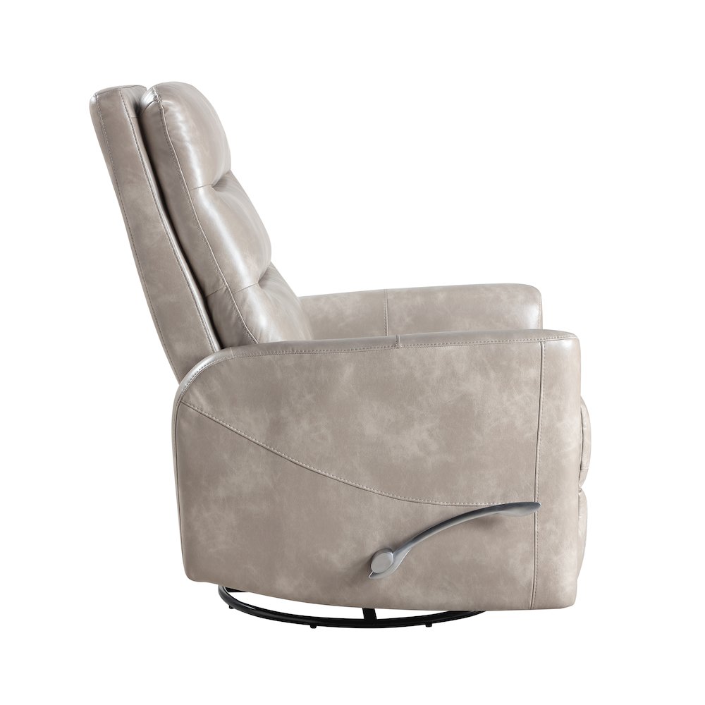 Takami Faux Leather Swivel Recliner, Gray. Picture 4