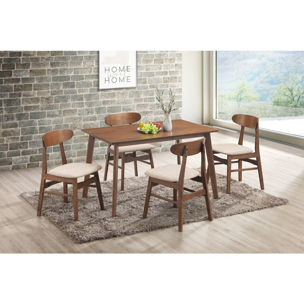 Morocco 5-Piece Wood Dining Set, Natural. Picture 2