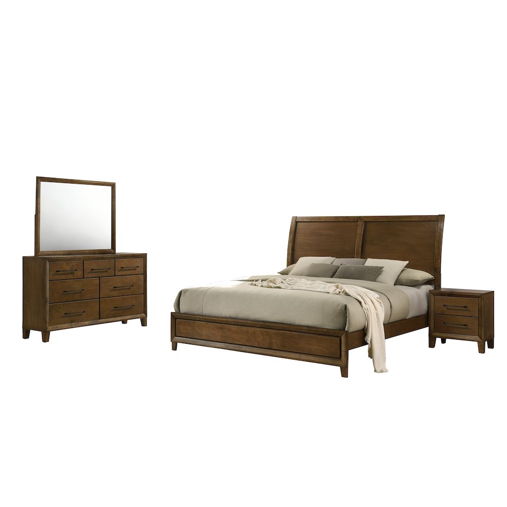 Ballard 4-Piece Wood King Bedroom Set in Walnut. Picture 1