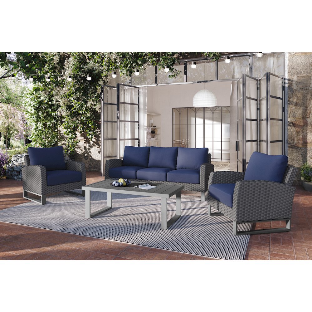 Fiji 4 Pc Set-Sofa, 2 Chairs, Coffee Table-Blue. Picture 12