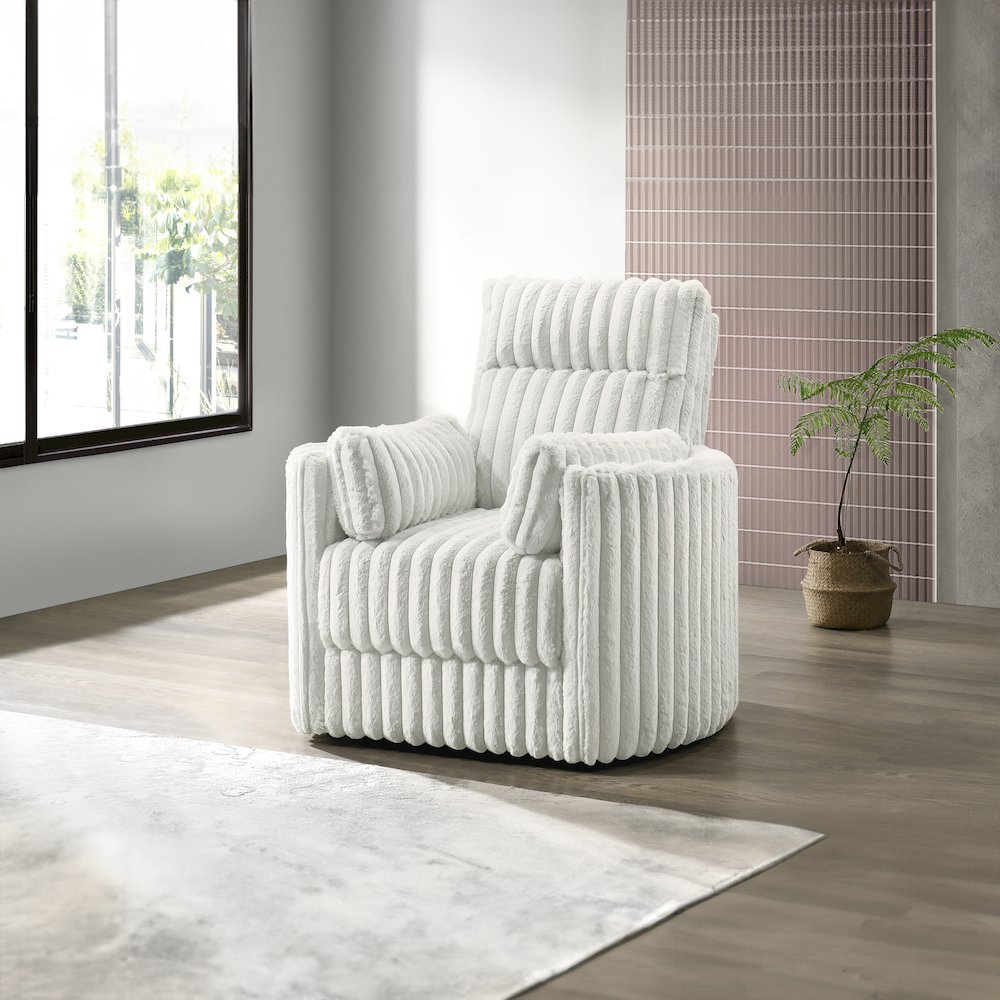 Embrace Fabric Swivel Accent Chair, White. Picture 7