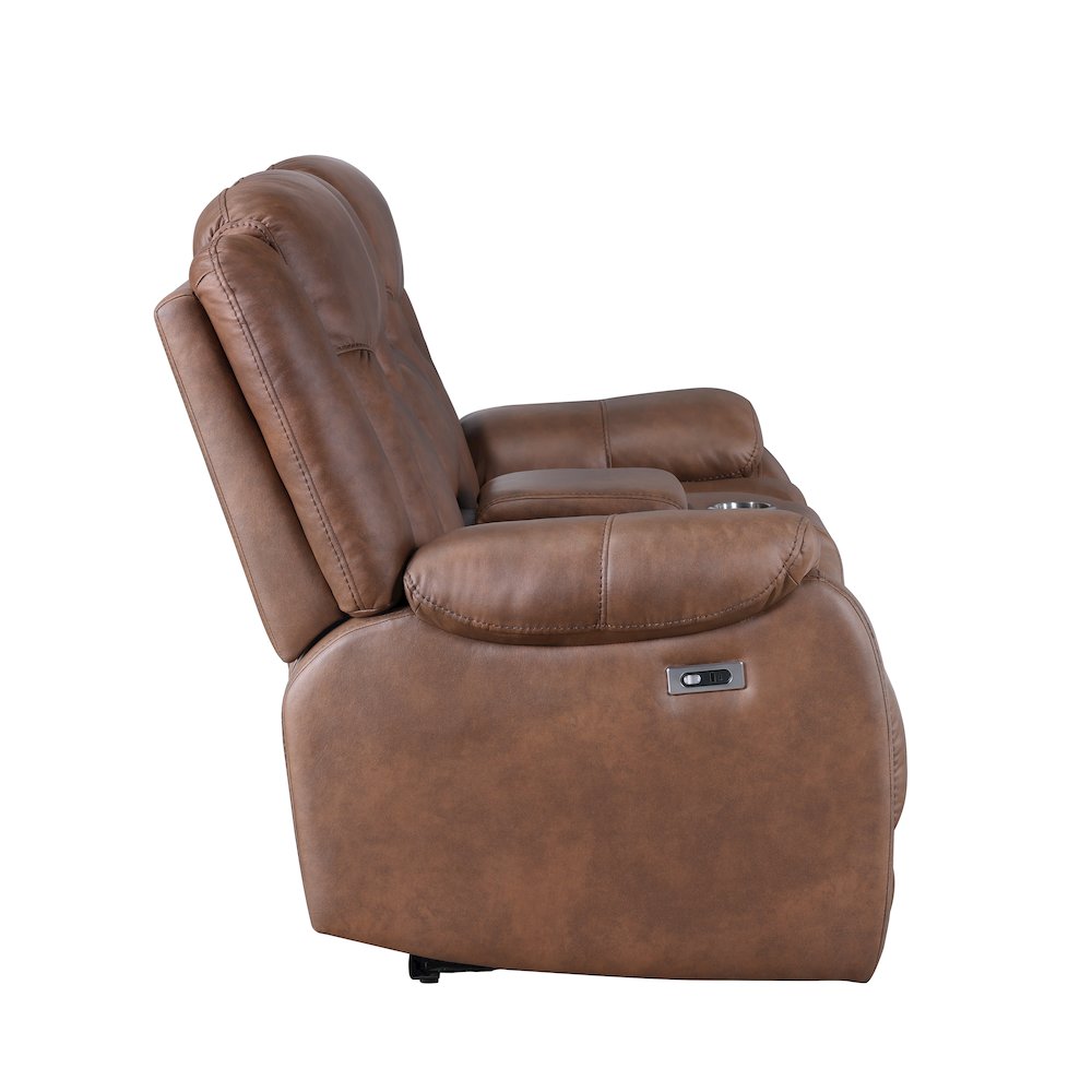 Morello Fabric Console Loveseat w/ Power Footrest, Brown. Picture 4