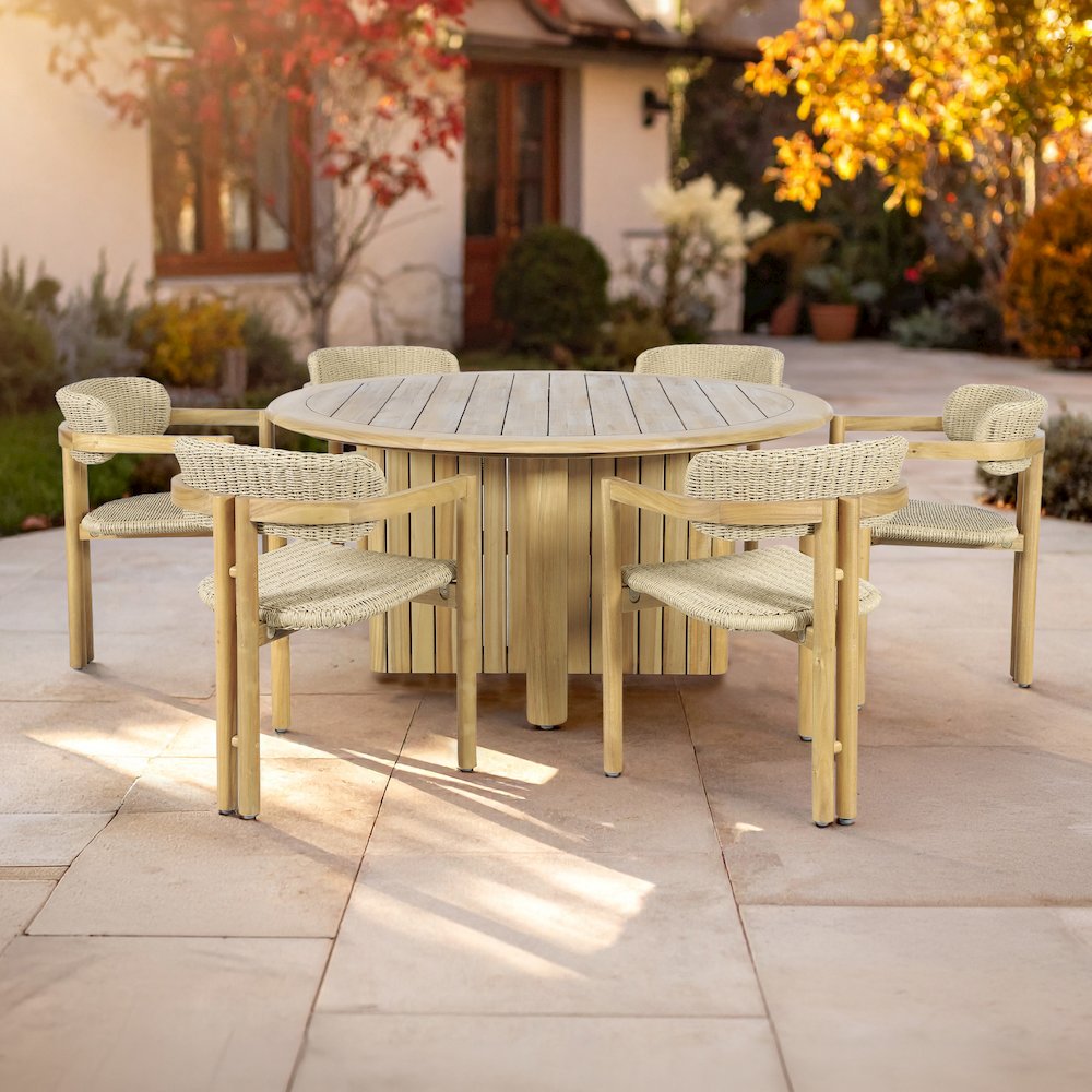 Sedona 7-Piece Wood Outdoor Dining Set in Natural. Picture 2