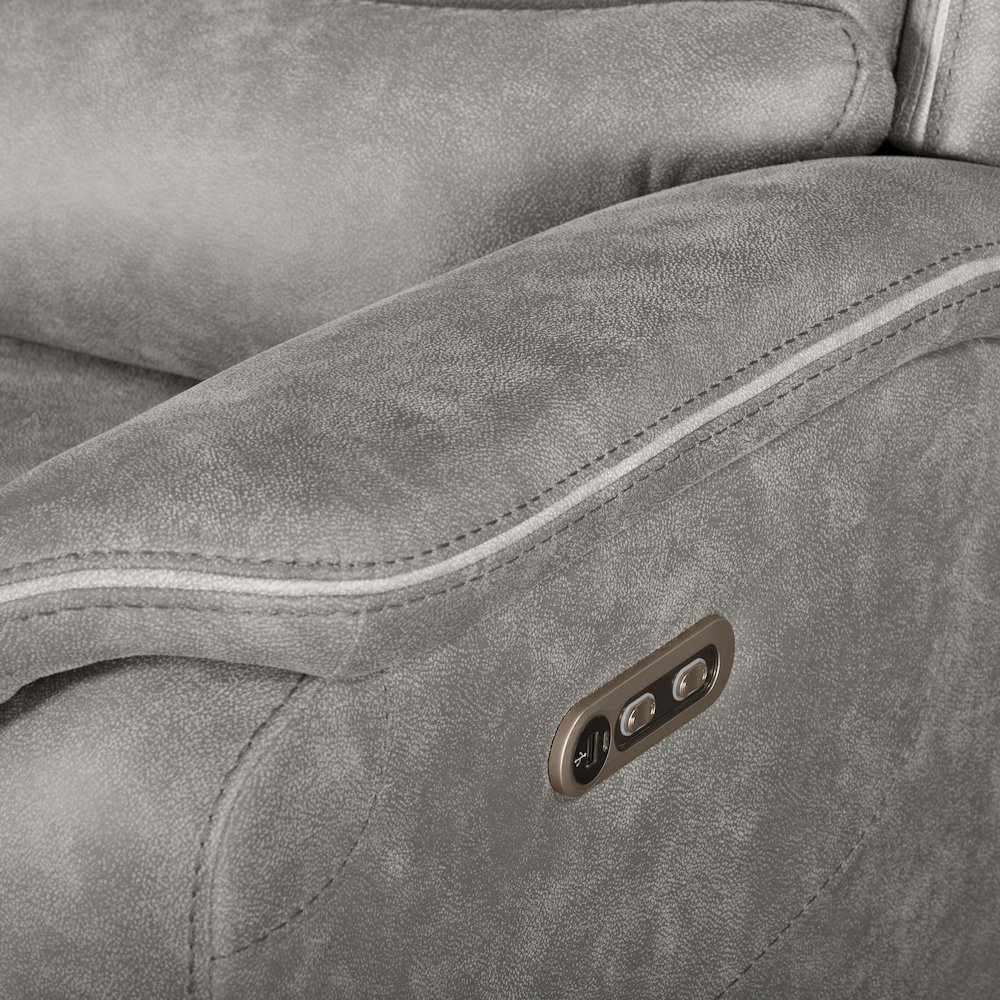 Kamari 3-Piece Polyester Fabric Power Sectional Set, Gray. Picture 7