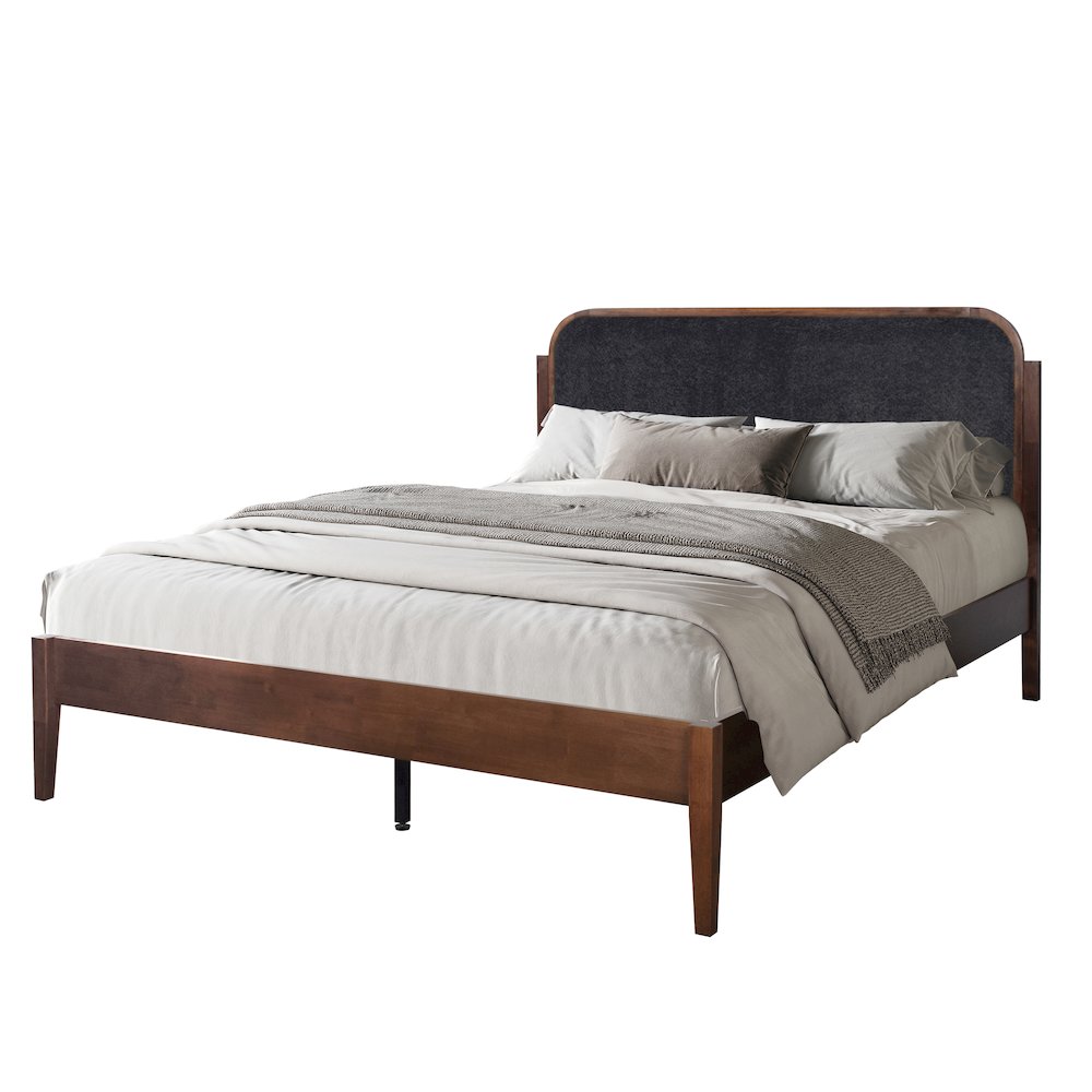 New Classic Furniture Hawthorne Wood Queen Platform Bed in Walnut/Charcoal. Picture 1