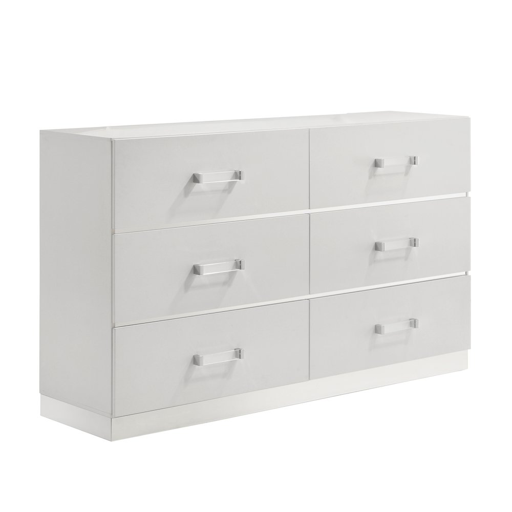 Europa Wood 6-Drawer Dresser, White. Picture 1