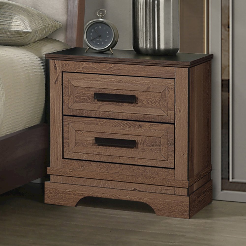 Coventry Hall Wood 2-Drawer Nightstand in Pecan. Picture 5