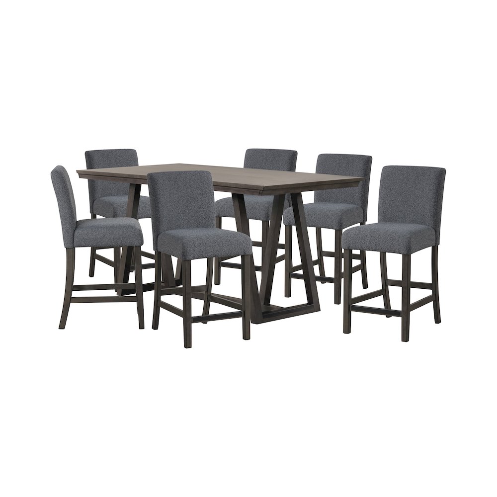 High Line 7-Piece Wood Rectangular Counter Table Set, Gray. Picture 1