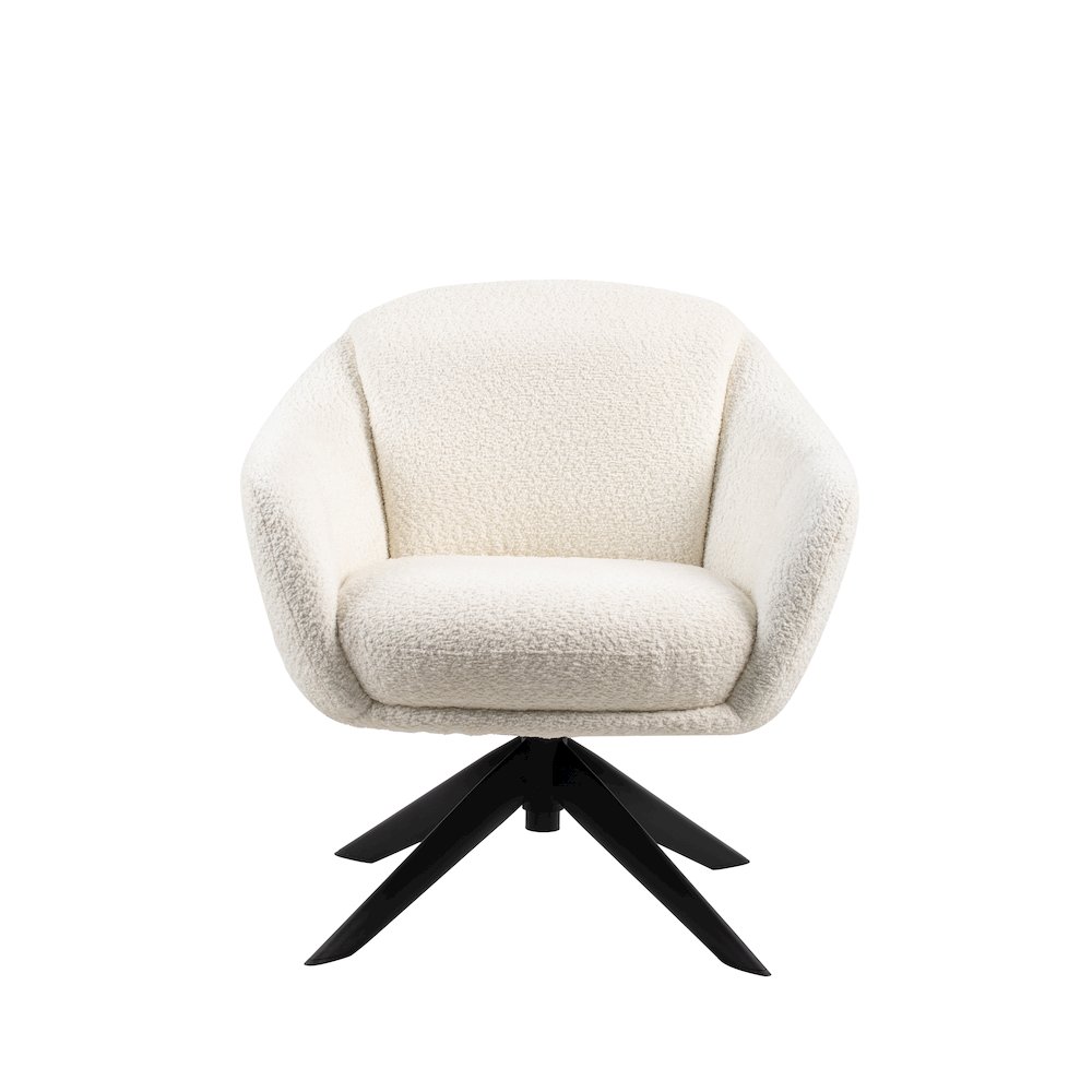 Fleming Metal and Fabric Swivel Lounge Chair in Ivory. Picture 2