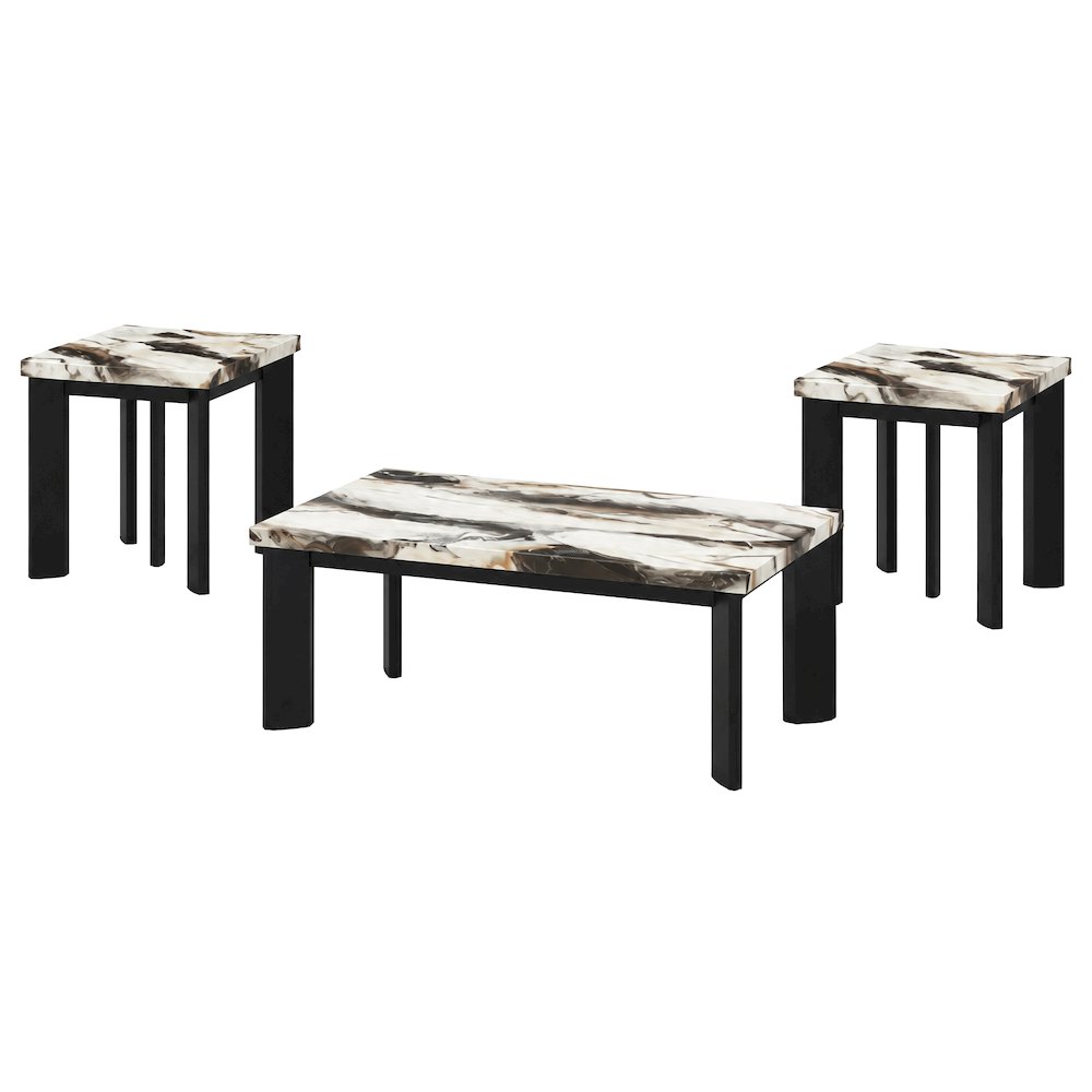 Strata 3-Piece Wood Occasional Table Set in Brown/White. Picture 3