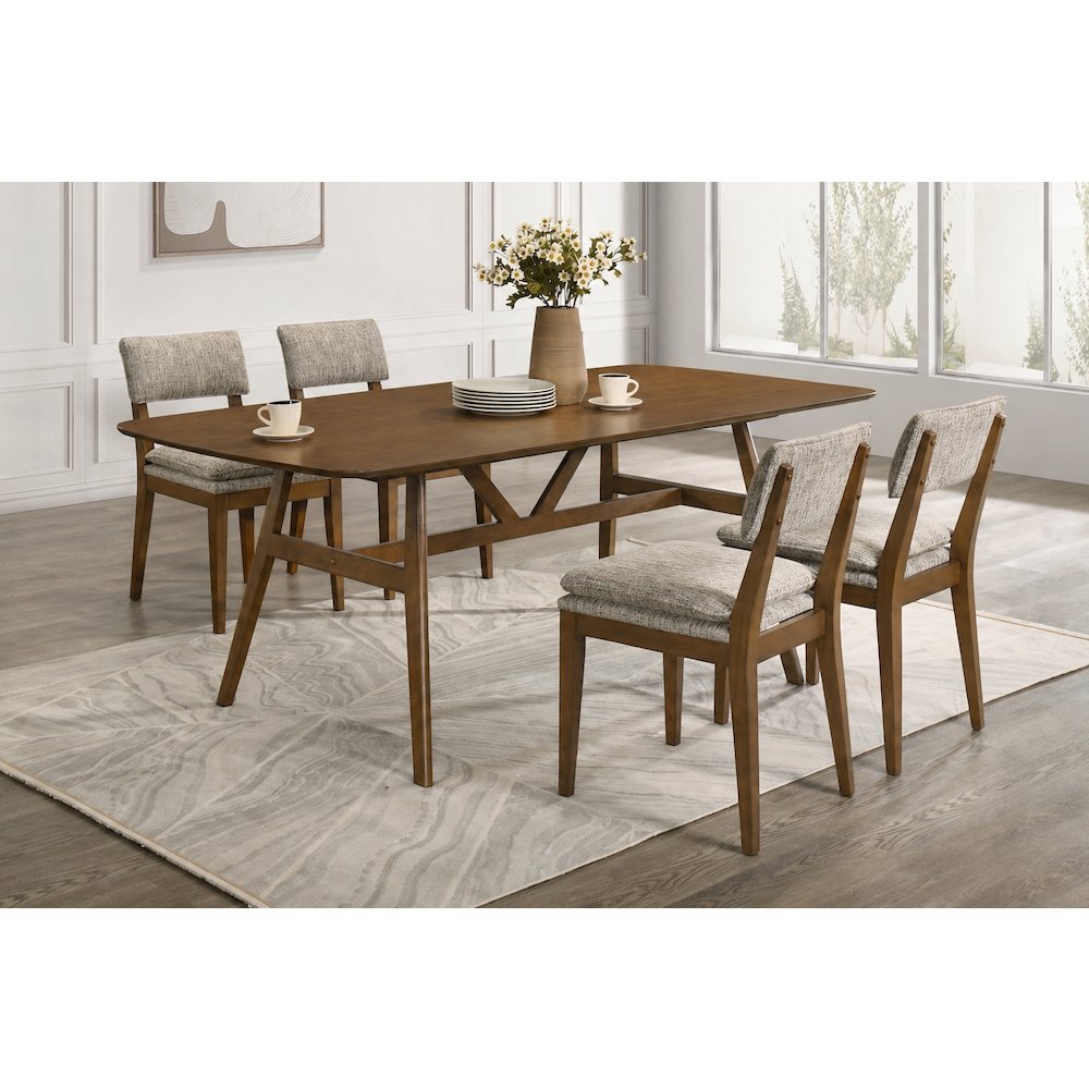 Miller 5-Piece Wood Rectangular Dining Set in Walnut. Picture 2