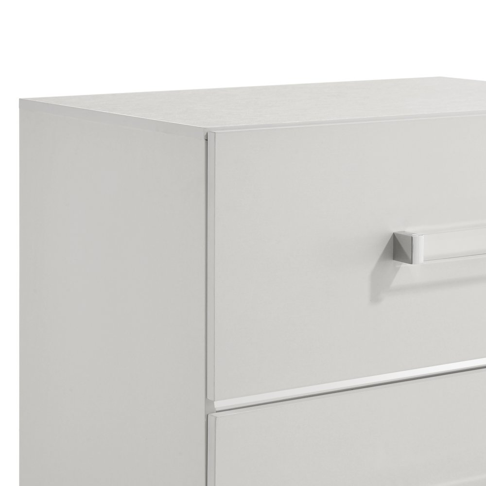 Europa Wood 2-Drawer Nightstand, White. Picture 6
