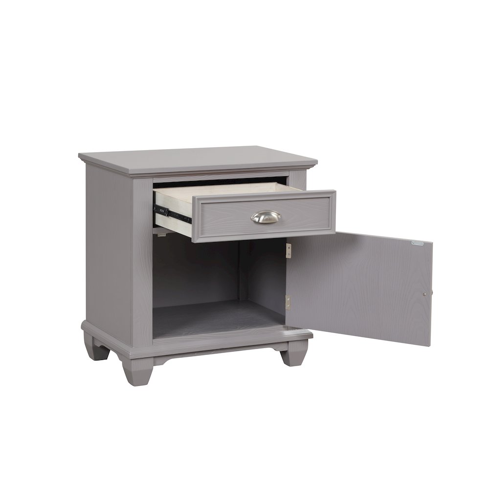 Jamestown Wood 1-Drawer Nightstand, Gray. Picture 4