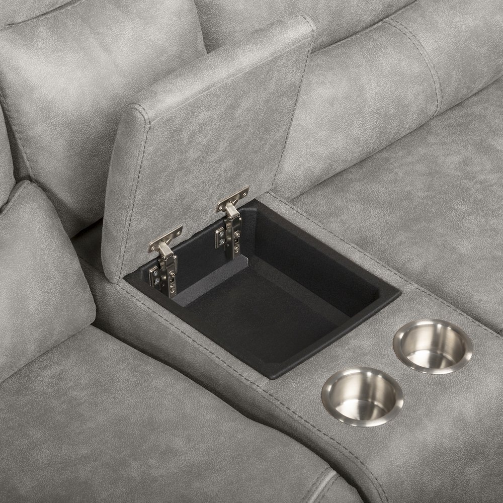 Kamari 3-Piece Polyester Fabric Power Sectional Set, Gray. Picture 17
