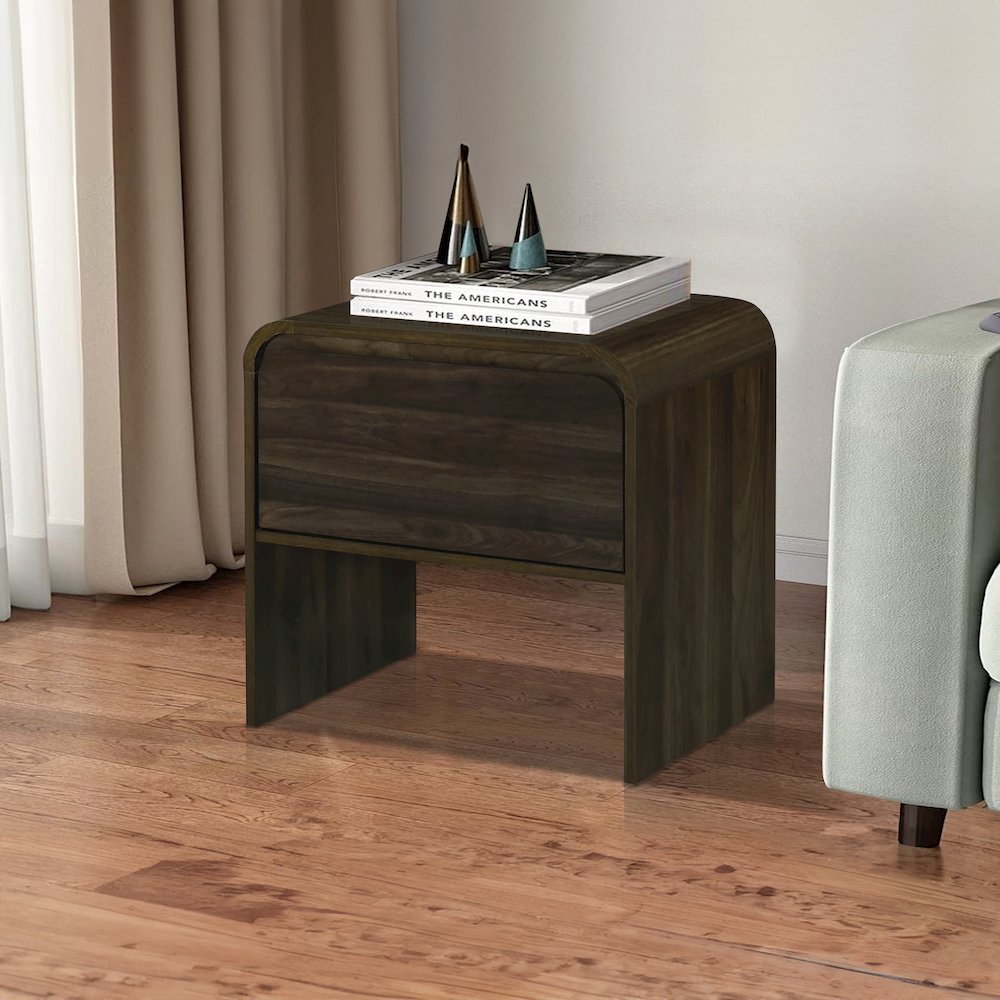 Mara 15.75 in. Walnut Rectangular Wood End Table. Picture 7