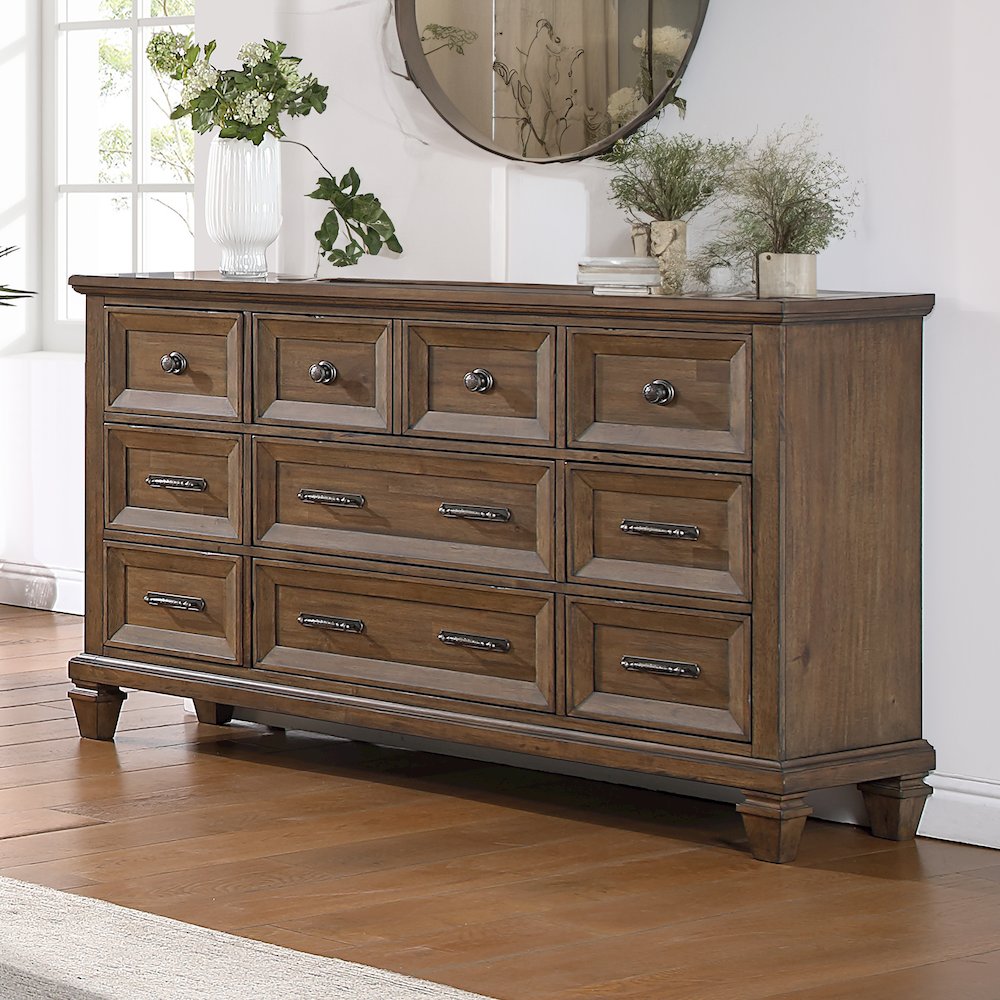 Mariana Wood 9-Drawer Dresser, Vintage Mocha. Picture 2