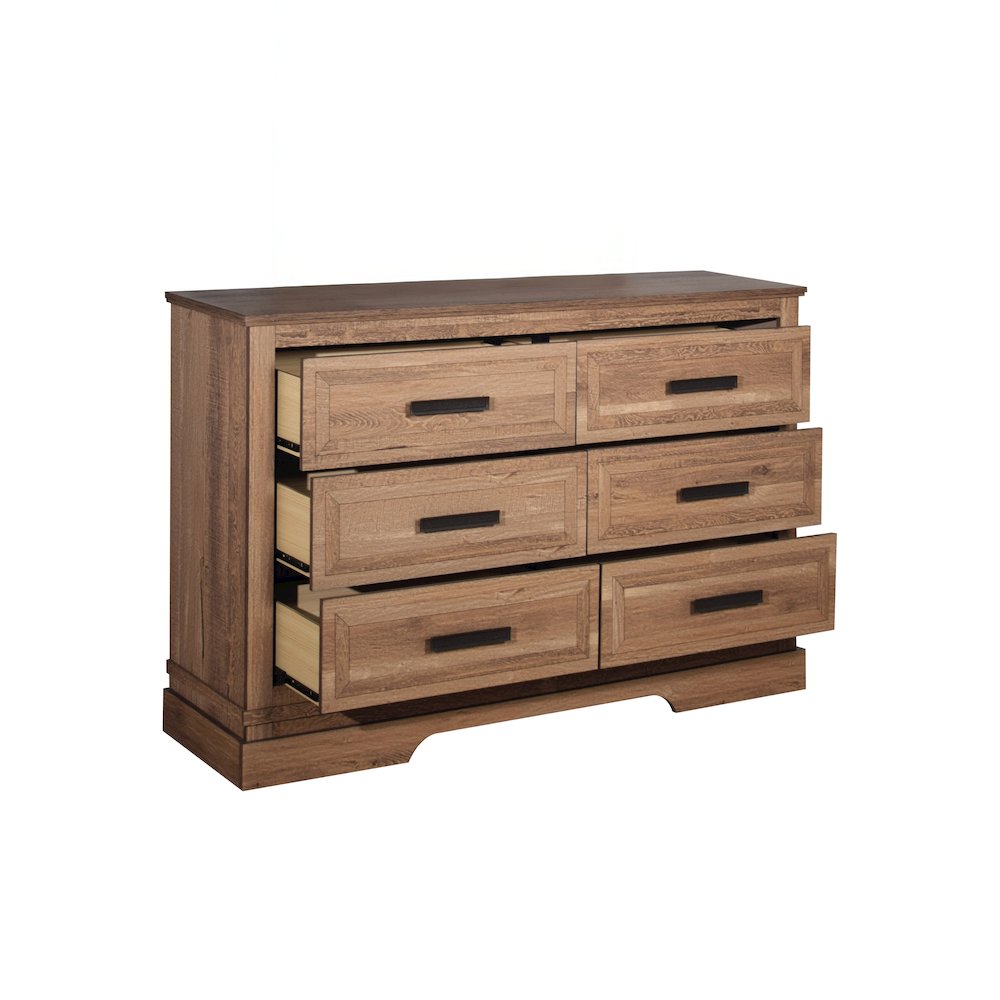 Coventry Hall Wood 6-Drawer Dresser in Pecan. Picture 3
