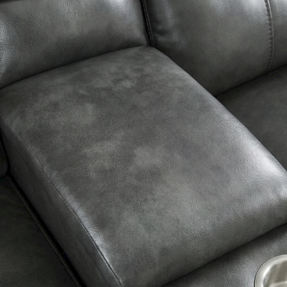 Leather Power Reclining Loveseat with Console, Upholstered Love Seat, Grey. Picture 6