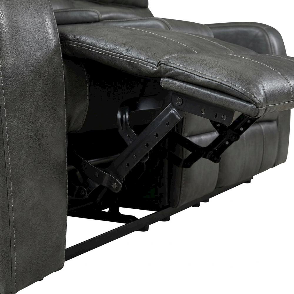 Leather Power Reclining Loveseat with Console, Upholstered Love Seat, Grey. Picture 7