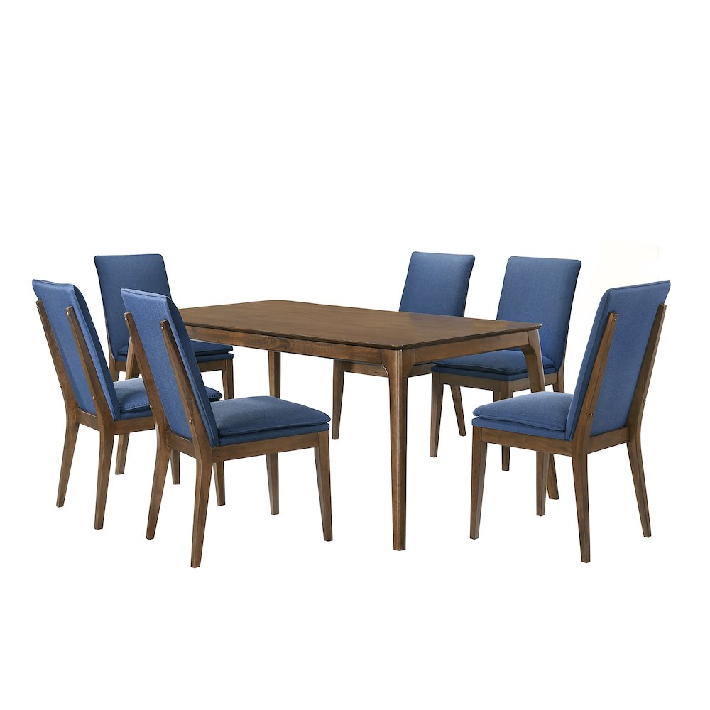 Maggie 7-Piece Wood Dining Table Set, Blue. Picture 3