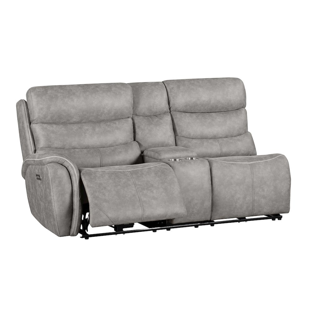 Kamari 3-Piece Polyester Fabric Power Sectional Set, Gray. Picture 14