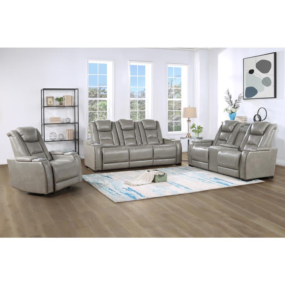 Breckenridge Console Loveseat W/ Pwr Fr & Hr-Lt Gray. Picture 9